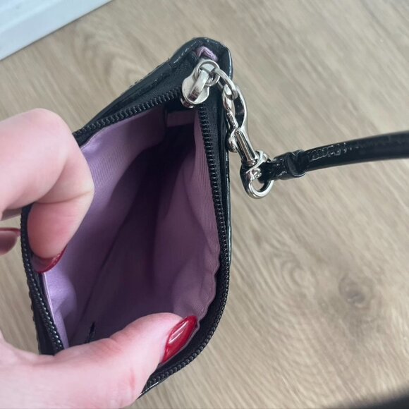 Coach Black Monogram Logo Wristlet NWOT black silver - Picture 9 of 9